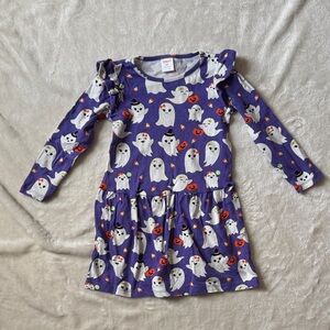 Purple Ghost Print Long Sleeve Dress